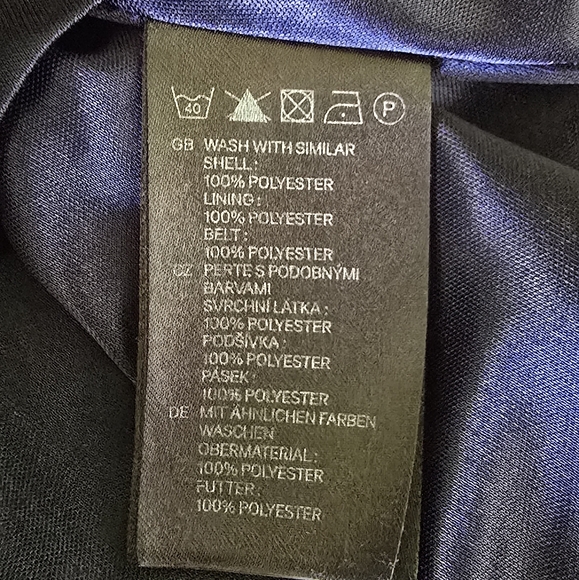 EUC H&M Blue Polka Dot Faux Wrap Deep V-Neck Short Dress, Size 6 - Picture 5 of 7